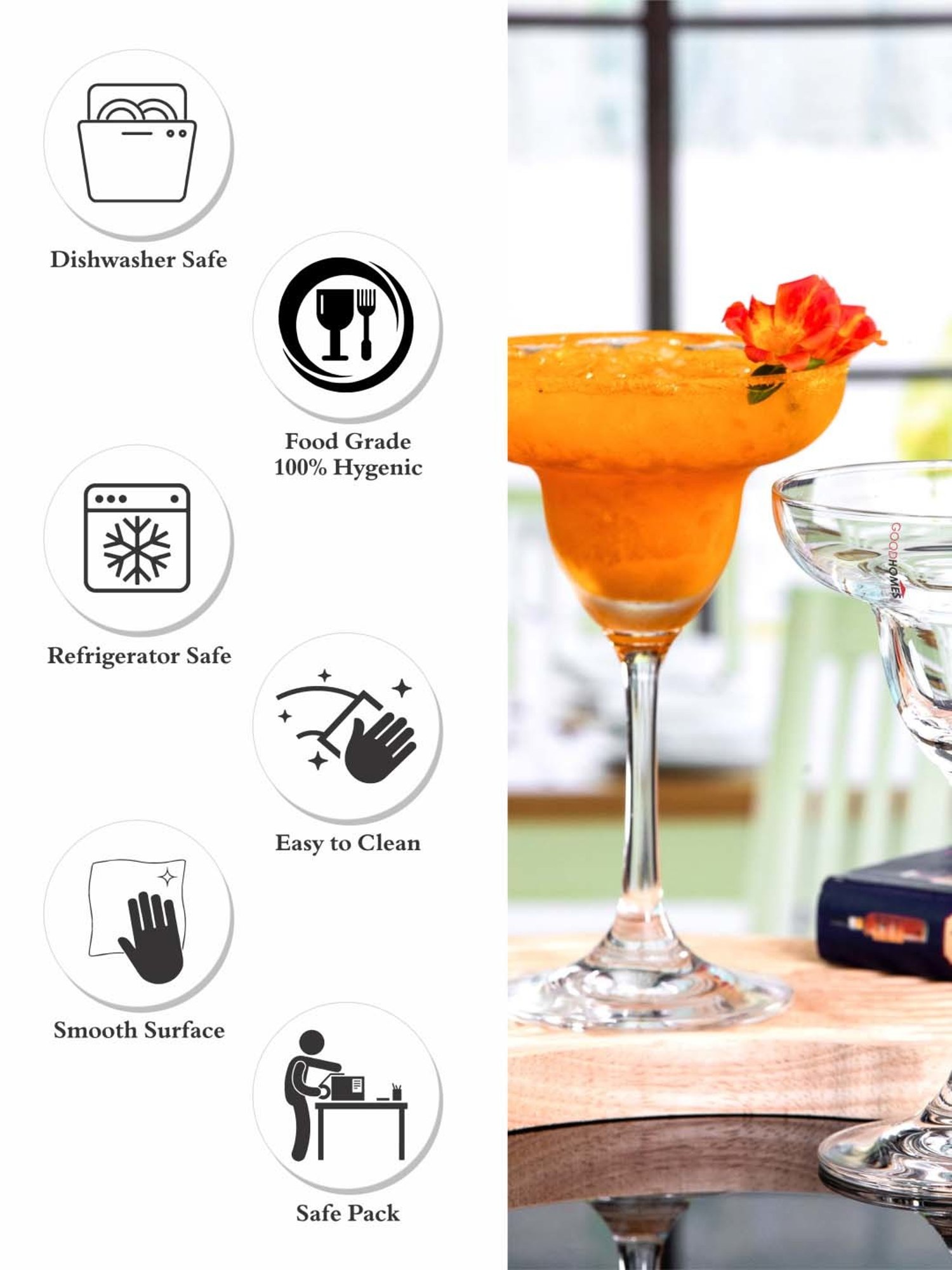 Goodhomes Transparent Glass Cocktail Tumbler Glasses - Set of 6