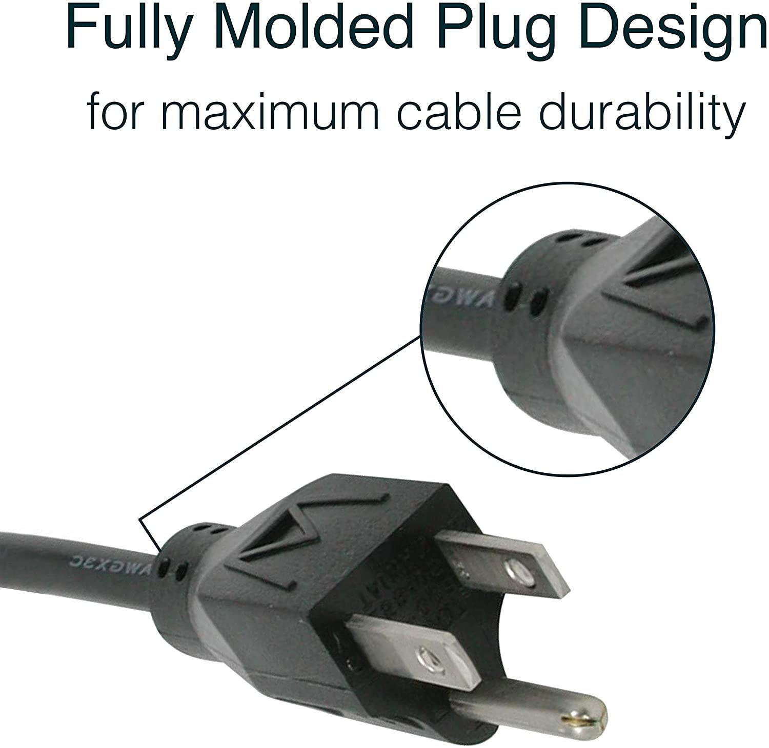 C2G Power Cord Replacement Power Cable 3 Pin Connector For Computers TVs Monitors & More 18 AWG Black 10 Feet (3.04 Meters) Cables to Go 03134