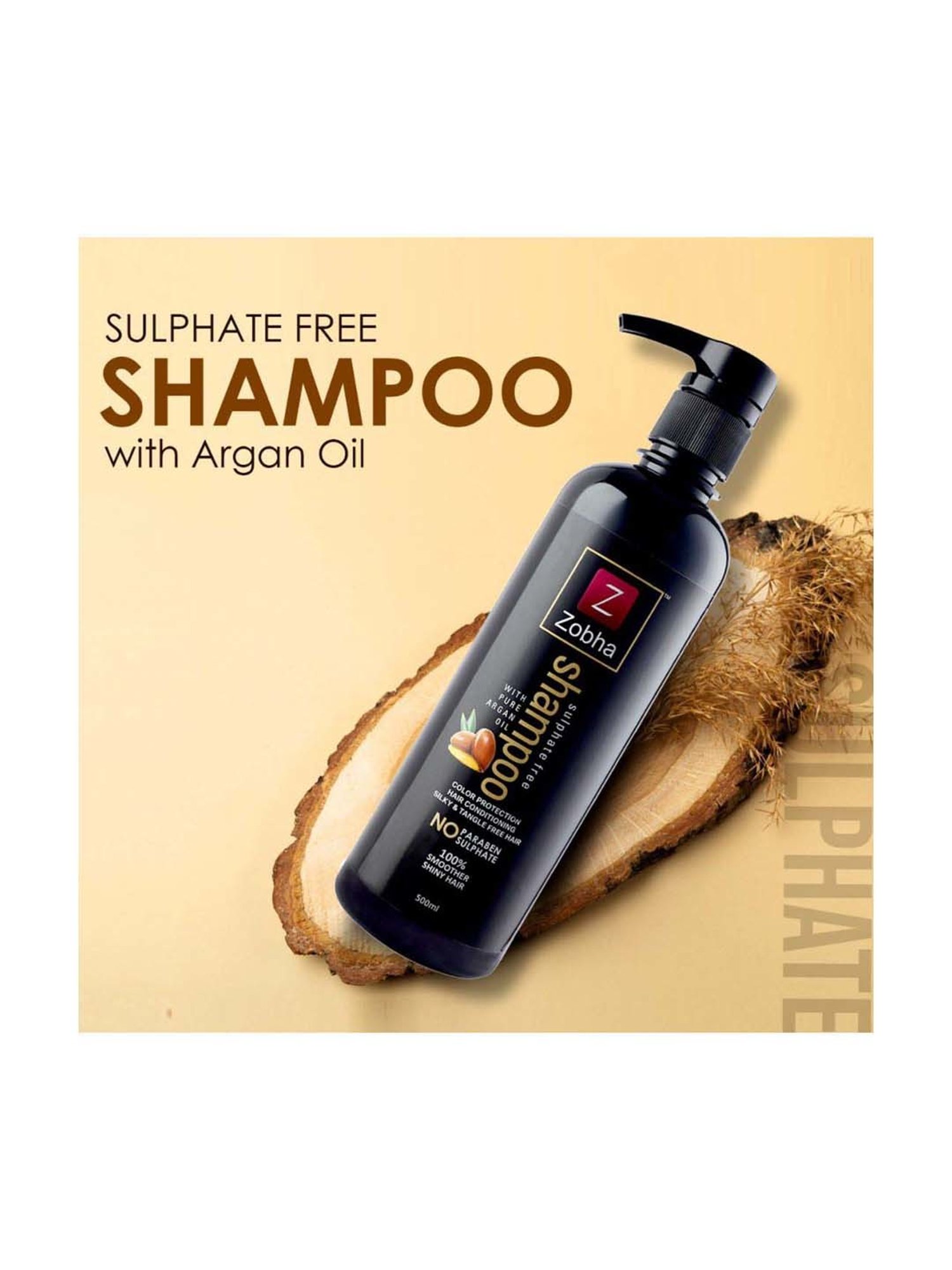 Zobha Sulphate Free Shampoo for Hair Fall Control & Straighter Shiny Hair - 500 ml
