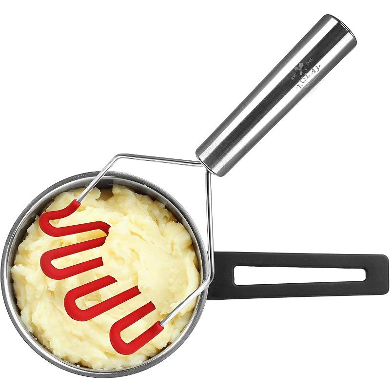 Zulay Kitchen Potato Masher with Premium Silicone-Coated - Ruby Red