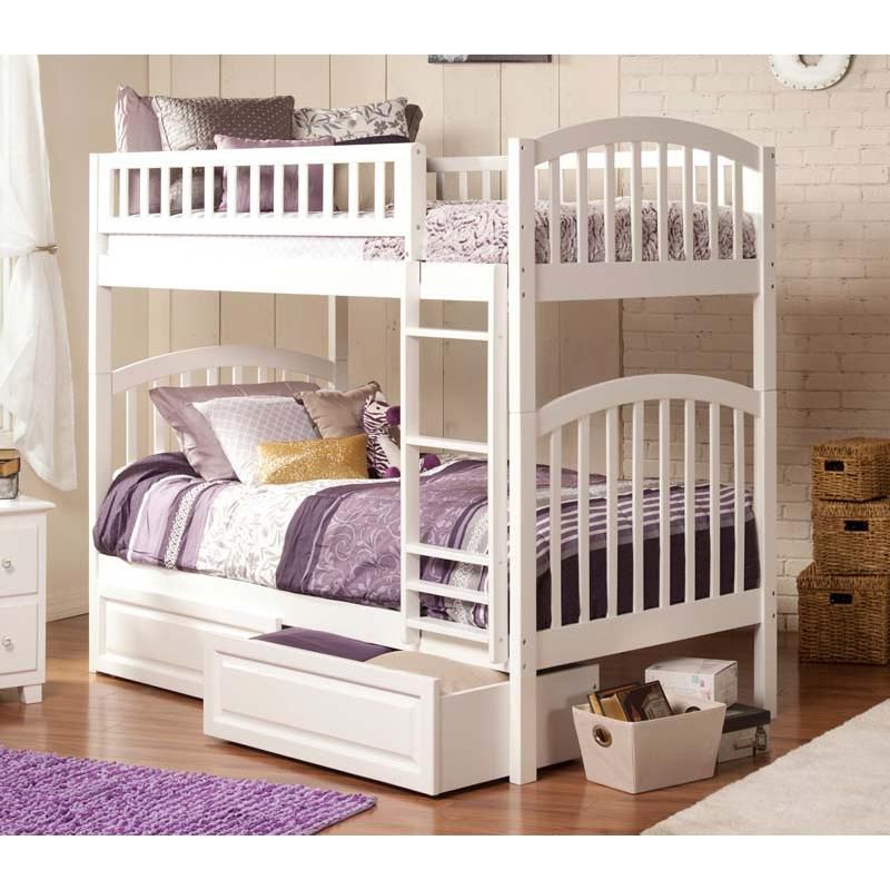 Richland Bunk  Twin over Twin w/ Raised Panel Trundle  Antique Walnut - Atlantic Frame