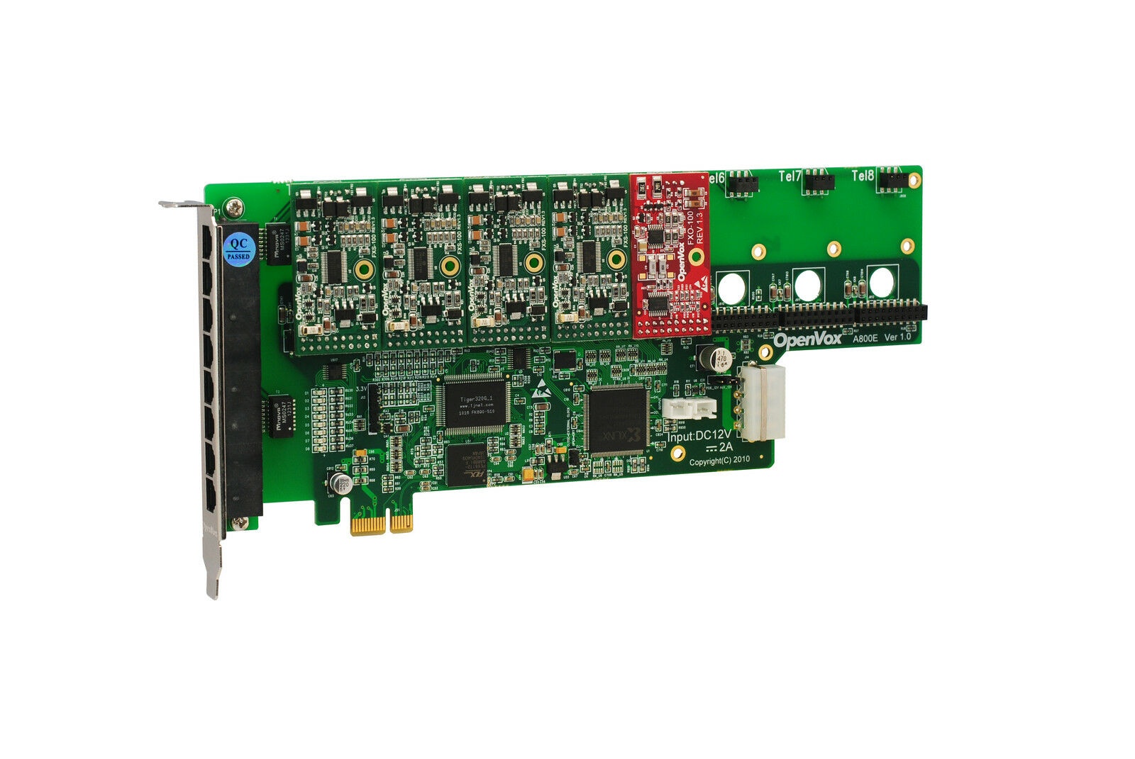 OpenVox A800E41 8 Port Analog PCI-E Base card + 4 FXS + 1 FXO