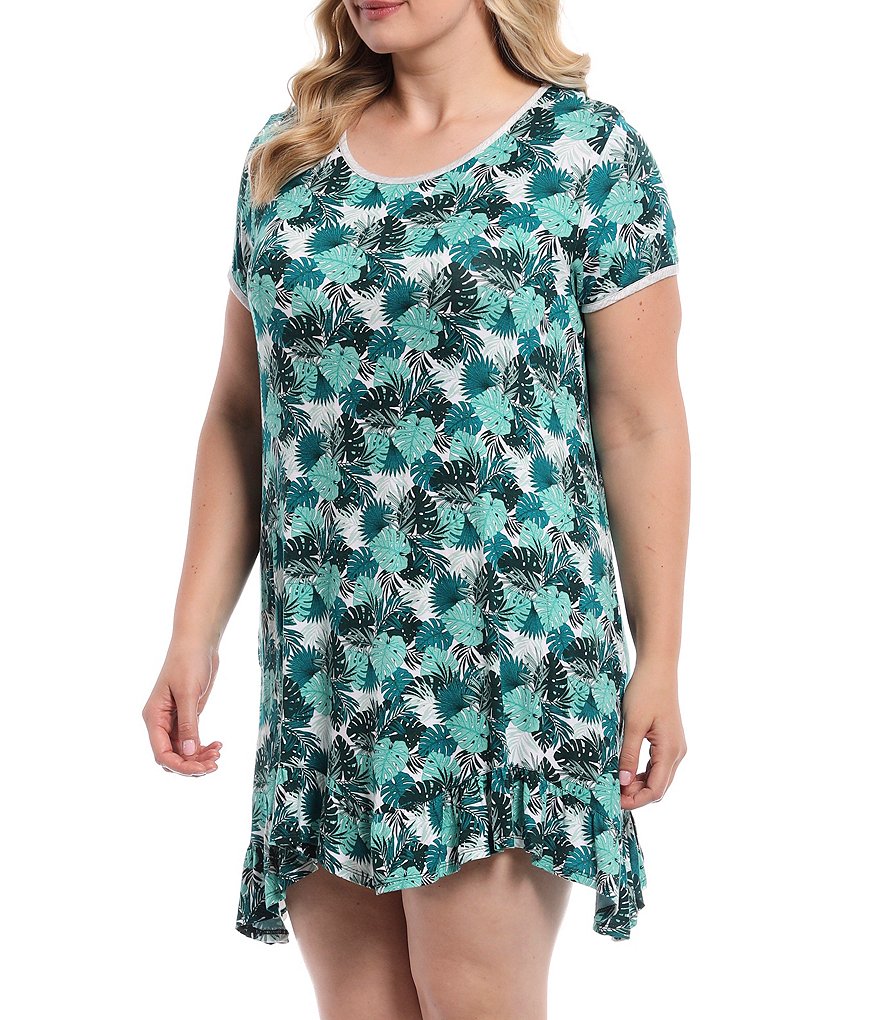 VAN WINKLE & CO. Plus Size Leopard Print Satin Maxi Chemise