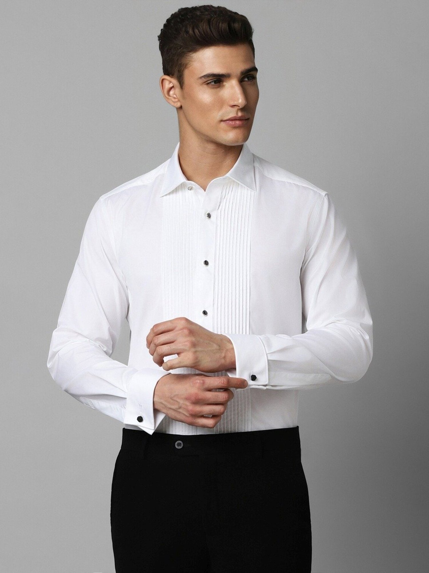 Louis Philippe White Regular Fit Self Pattern Shirt