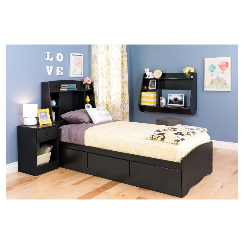 Astrid Bookcase Headboard - Twin - Black - Prepac