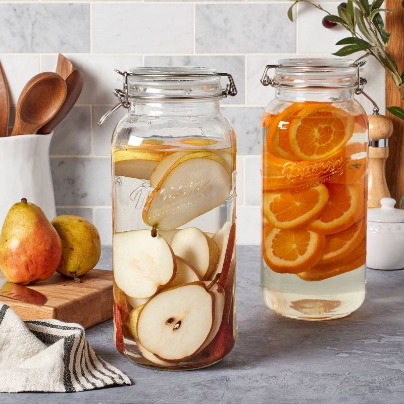 Grant Howard 51091 102 Ounce Classic Wide Mouthed Embossed Glass Mason Storage Jar Storage Container with Airtight Screw On Closing Lid