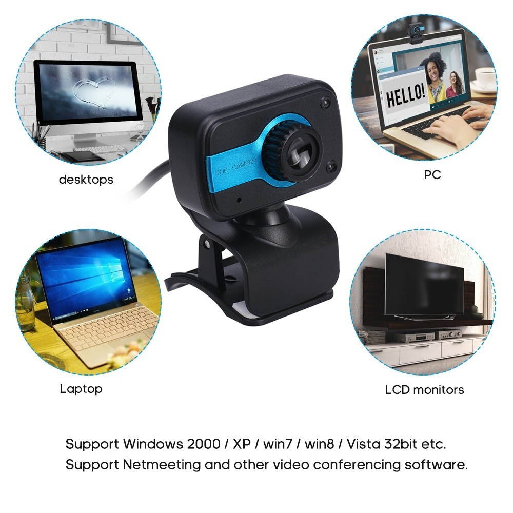 Webcam 1080P Computer Camera with Privacy Cover USB Connection Built-in Noise-reduction Microphone for Live Video