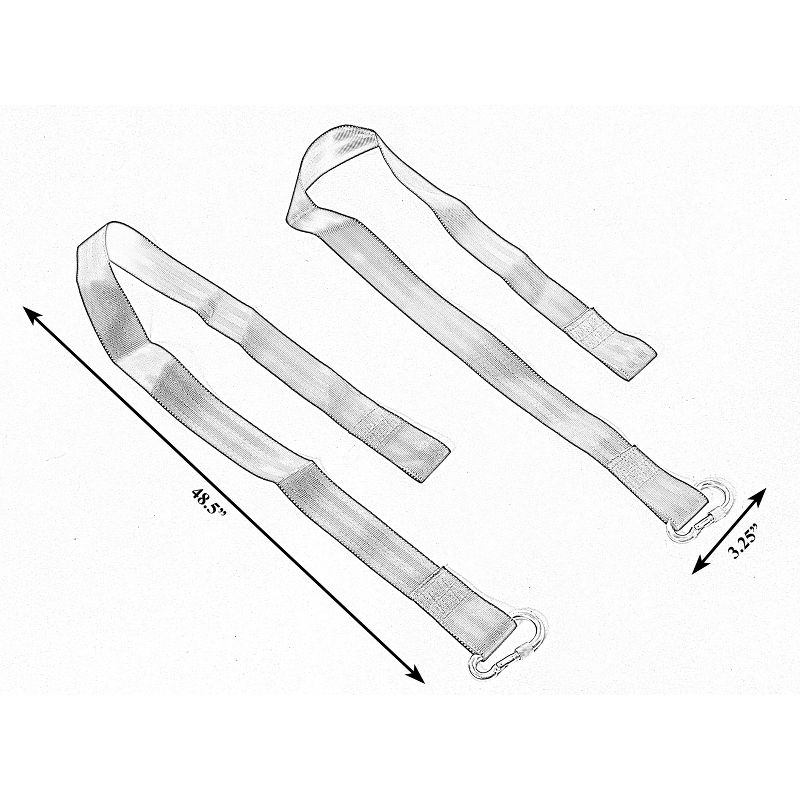 PLAYBERG Hanging Black Nylon Straps with Metal Carabiners, Set of 2