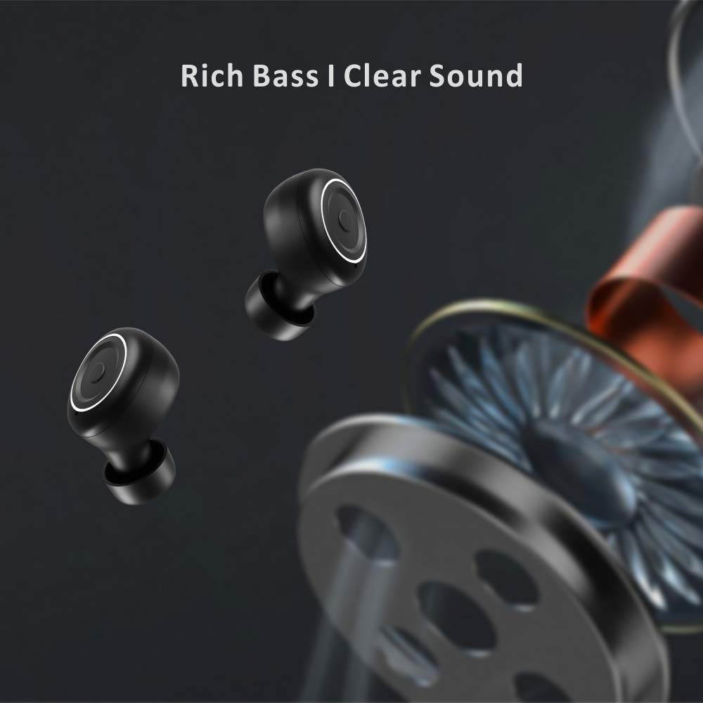 Smallest True Wireless Earbuds, ABRAMTEK E8 Mini Bluetooth 5.0 Headphones, Tiny USB-C Charging Case, IPX7 Waterproof, Deep Bass Stereo Earphones for Sports Workout