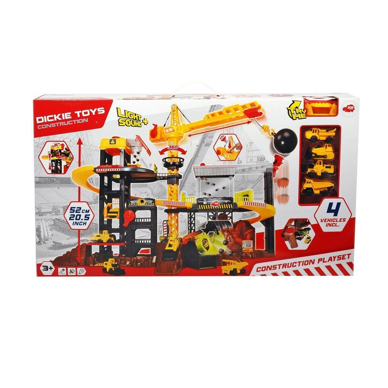 Dickie Toys Construction Playset with 4 Diecast Cars