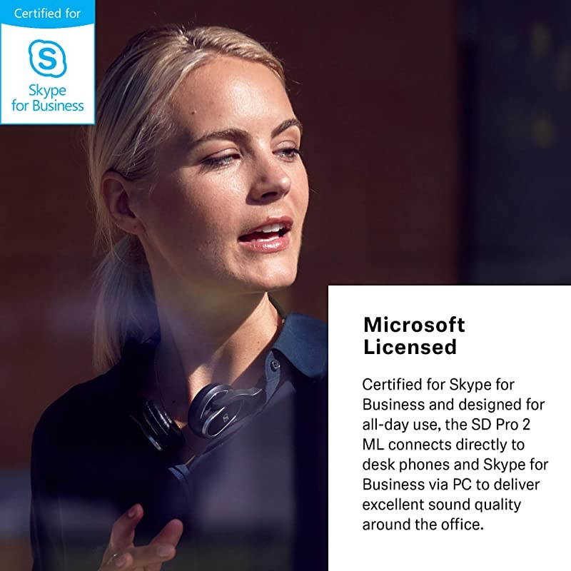 SD Pro2 ML Double-Sided Multi Connectivity Wireless Headset for Desk Phone & Skype for Business Ultra Noise-Cancelling Microphone, Black