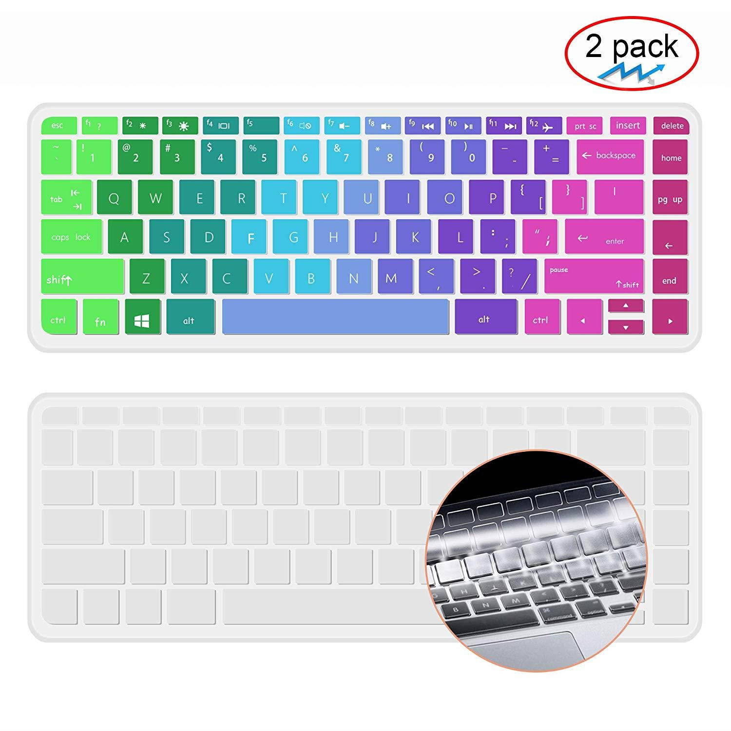 [2pack] Keyboard Cover Skin for HP Stream 14 Inch Laptop,HP Stream 14-ax Series,14 inch HP Pavilion 14-ab 14-ac 14-ad 14-al 14-an Series,14-ab010 14-ab166us 14-ac159nr 14-al062nr 14-an010nr (Rainbow)
