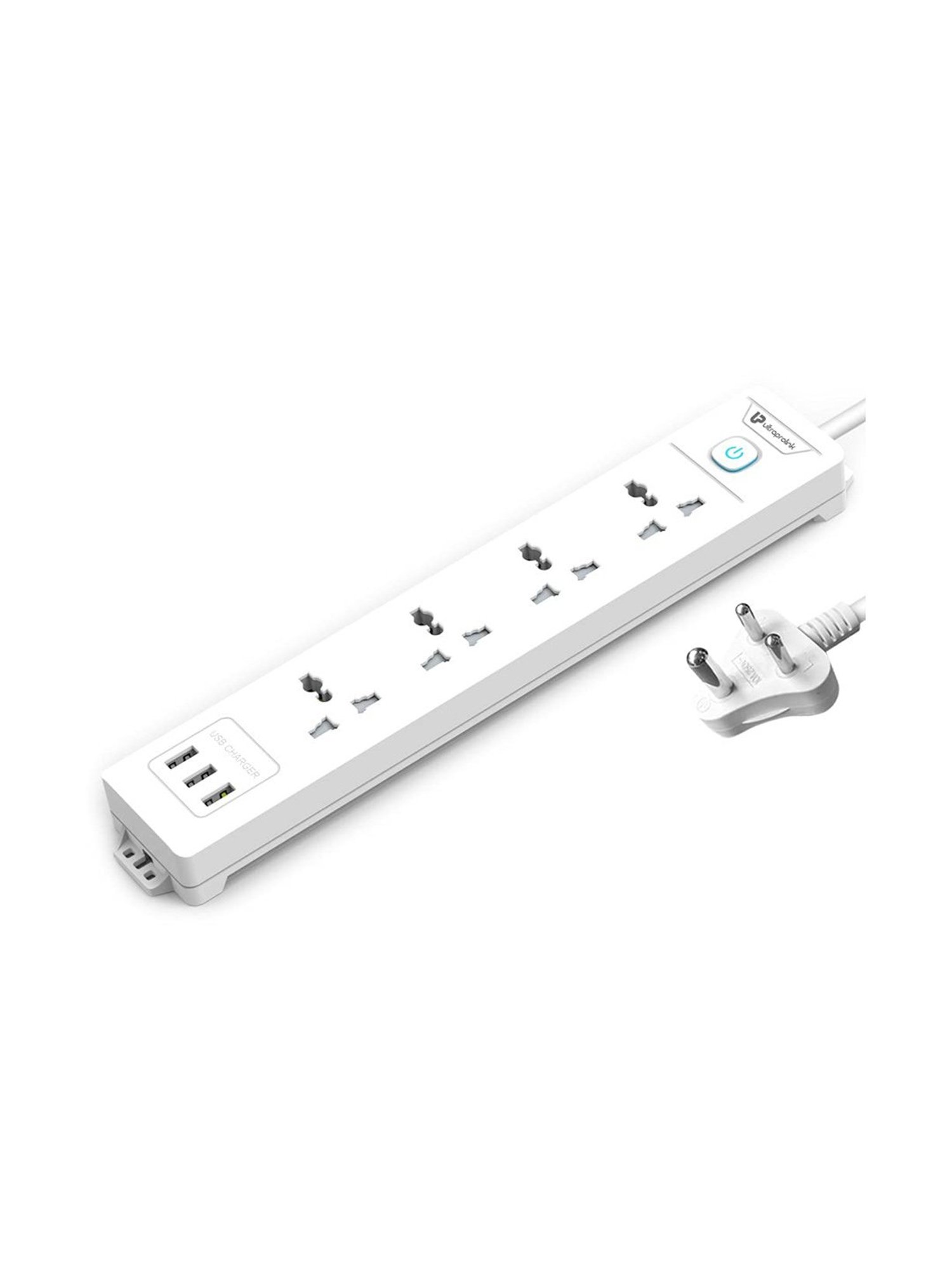 UltraProlink UM1049U Surge Protector 350J with 4 Sockets 3 USB Ports 2500W 2m Cable + Master Switch