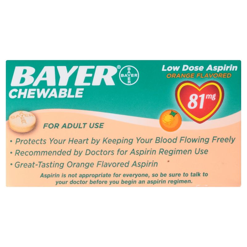 Bayer Low Dose Pain Reliever Chewable Tablets - Aspirin (NSAID) 81mg - Orange Flavor - 108ct