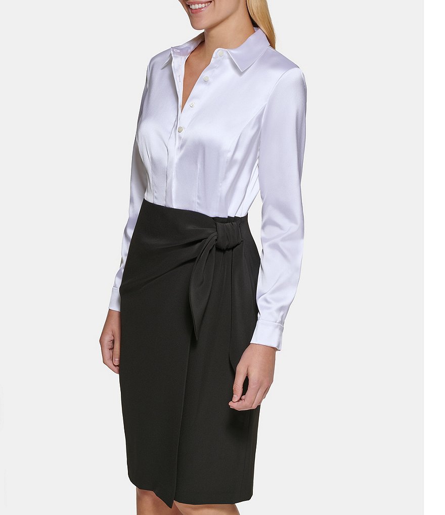 Calvin Klein Sleeveless Round Neck Button Front Sheath Dress