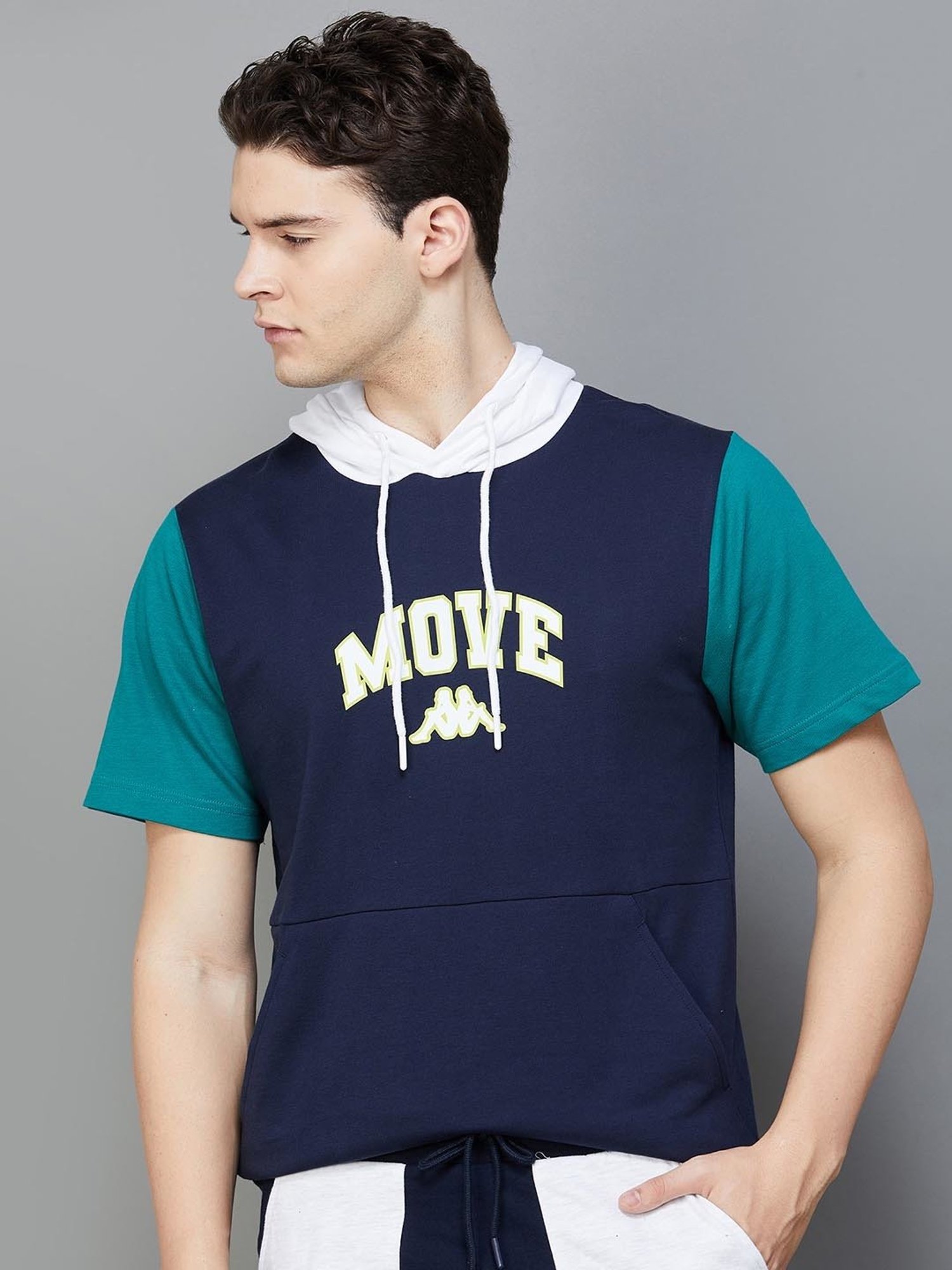 KAPPA Navy Regular Fit Printed Hooded Sweatshirt