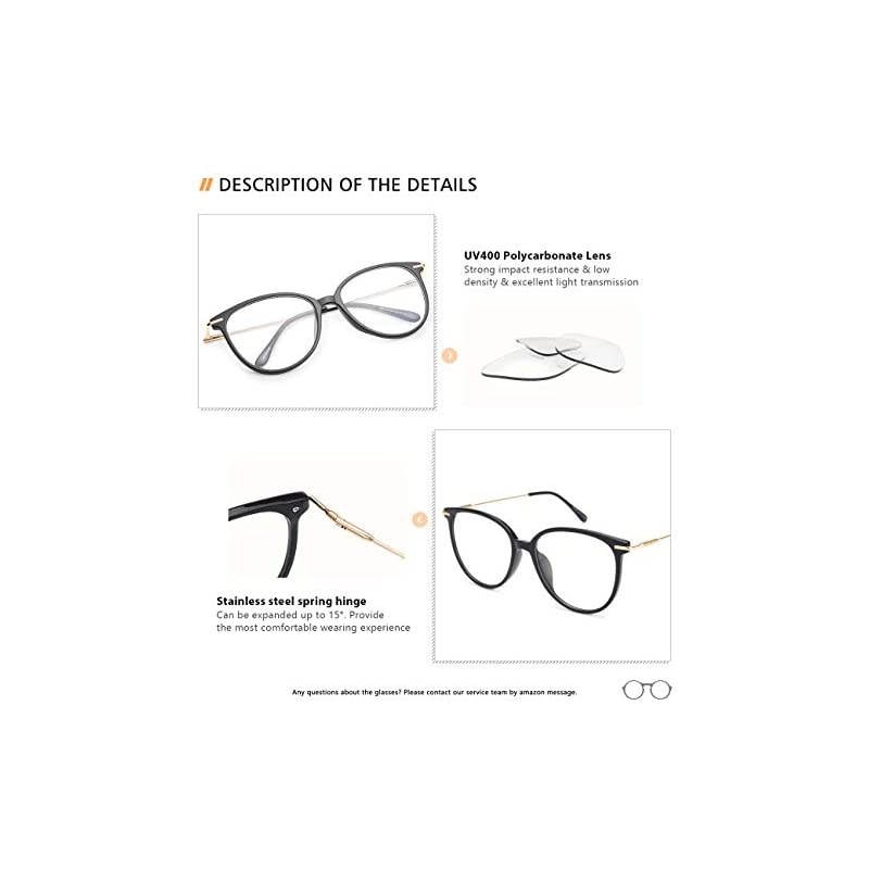 Blue Light Blocking Glasses WomenMen Fashion Cat Eye Fake Eyeglasses UV Ray Filter Computer Gaming Glasses Light Black FramesTransparent Lens