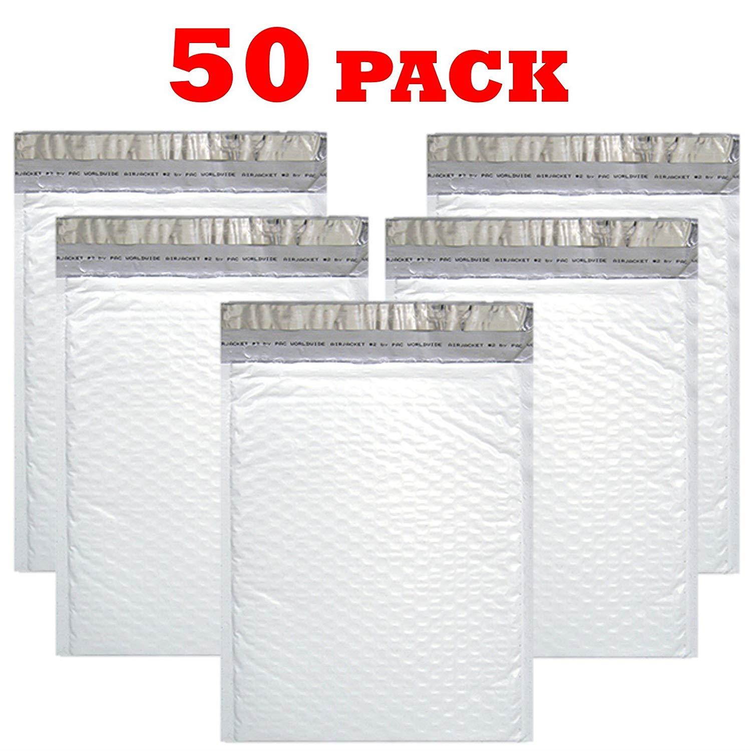 OfficeKit Poly Bubble Mailers #4 9.5X14.5 inches Shipping Padded Envelopes Self Seal Cushioned Mailing Waterproof Envelope Bags Packaging Materials Supplies 50 Pack