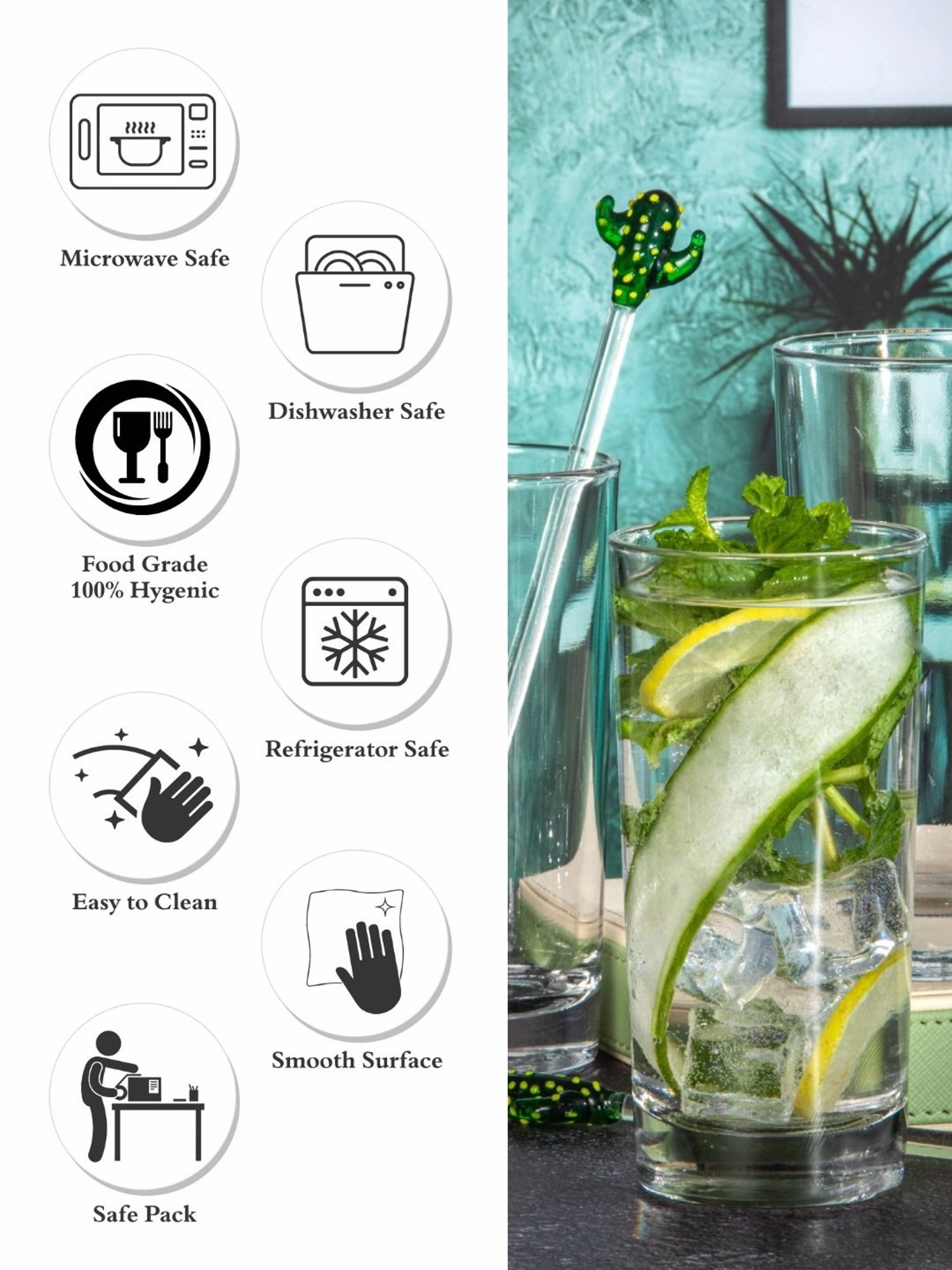 ROXX Transparent Glass Tumbler - Set of 6 (300ml)