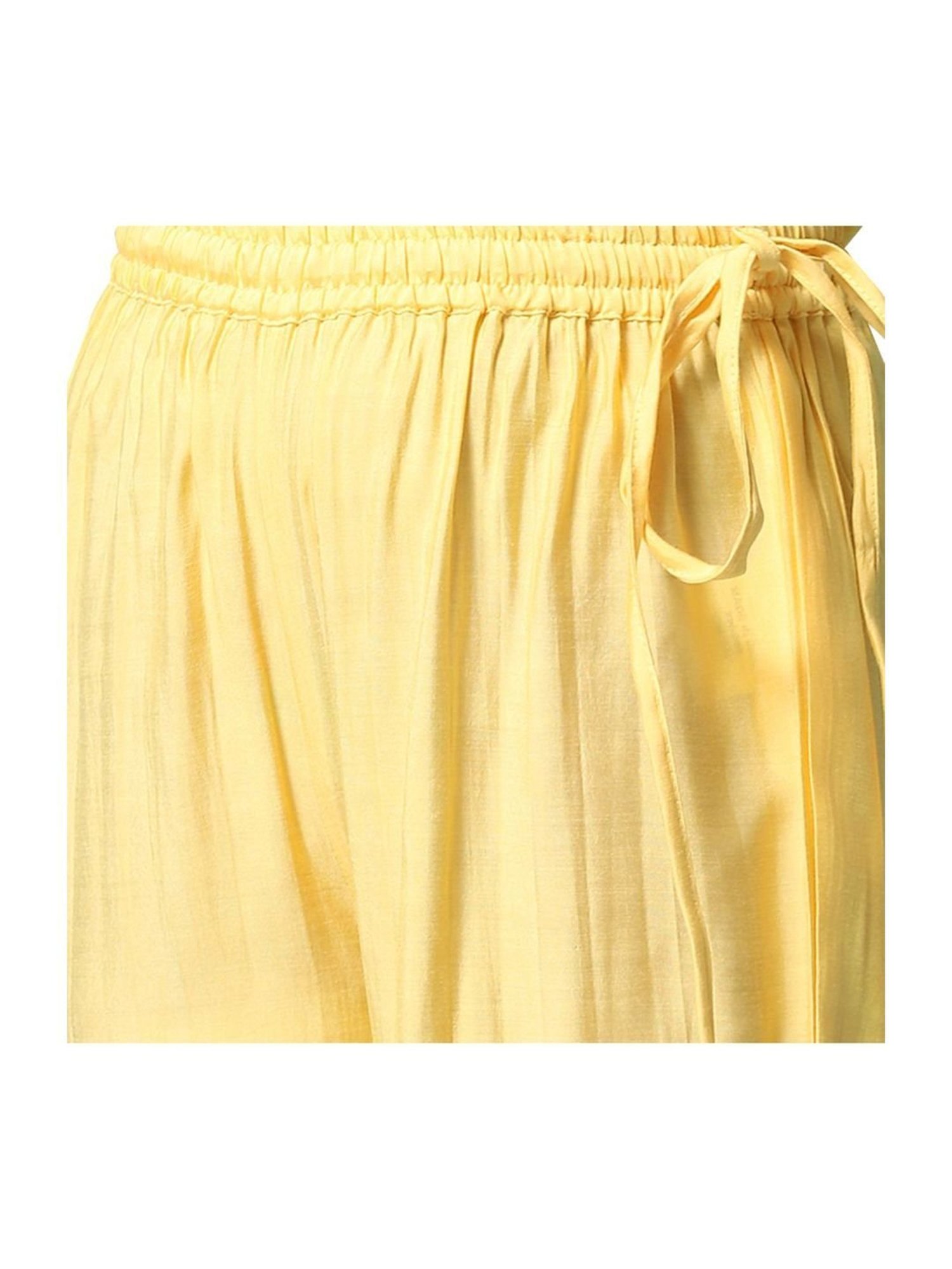 Biba Girls Yellow & White Embroidered Kurta Set