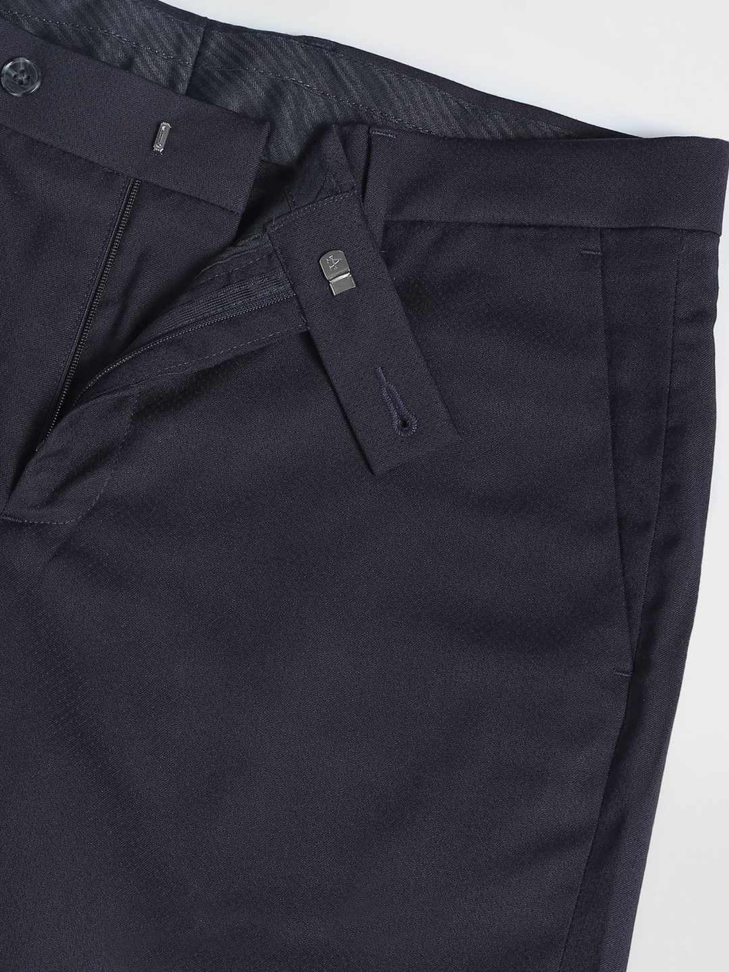 Arrow Navy Regular Fit Self Pattern Trousers