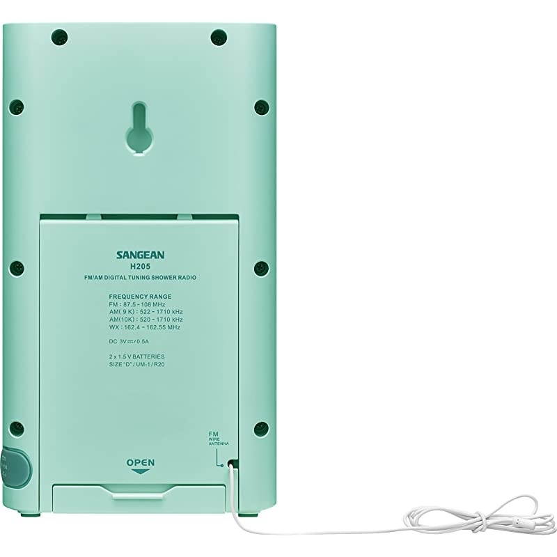 H205TQ AM/FM Weather Alert Waterproof Shower Radio Turquoise