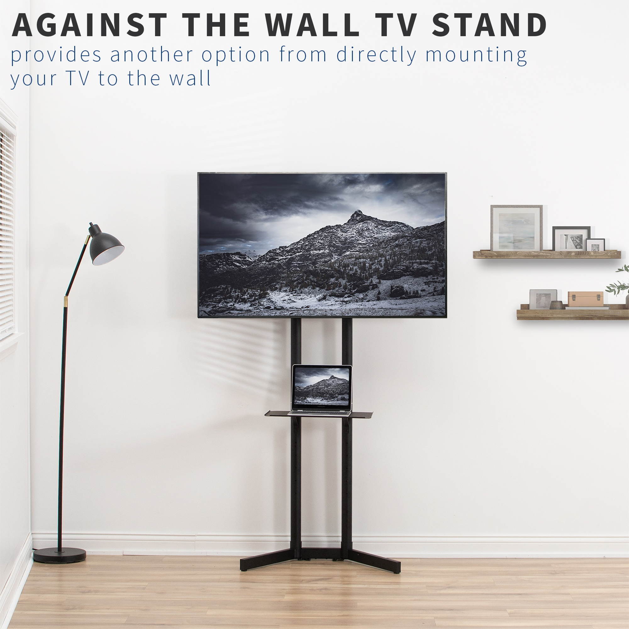VIVO Black TV Floor Stand for 32" to 65" LCD LED Plasma Flat Panel Screens, Height Adjustable with Shelf (STAND-TV03N)