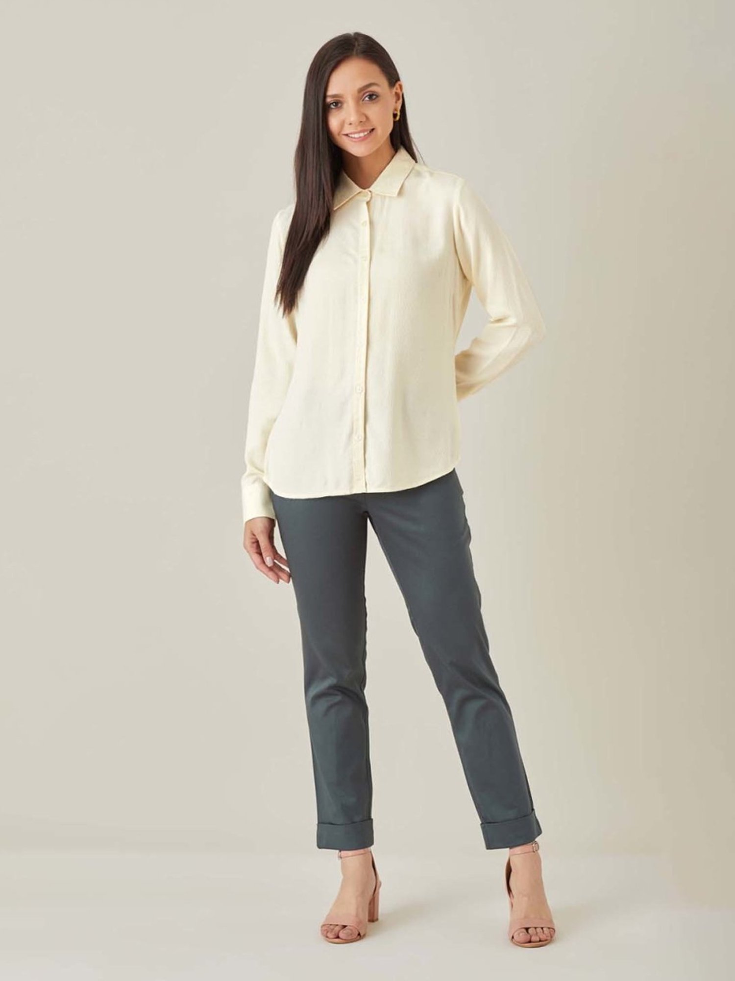 Qua Cream Textured Dobby Shirt