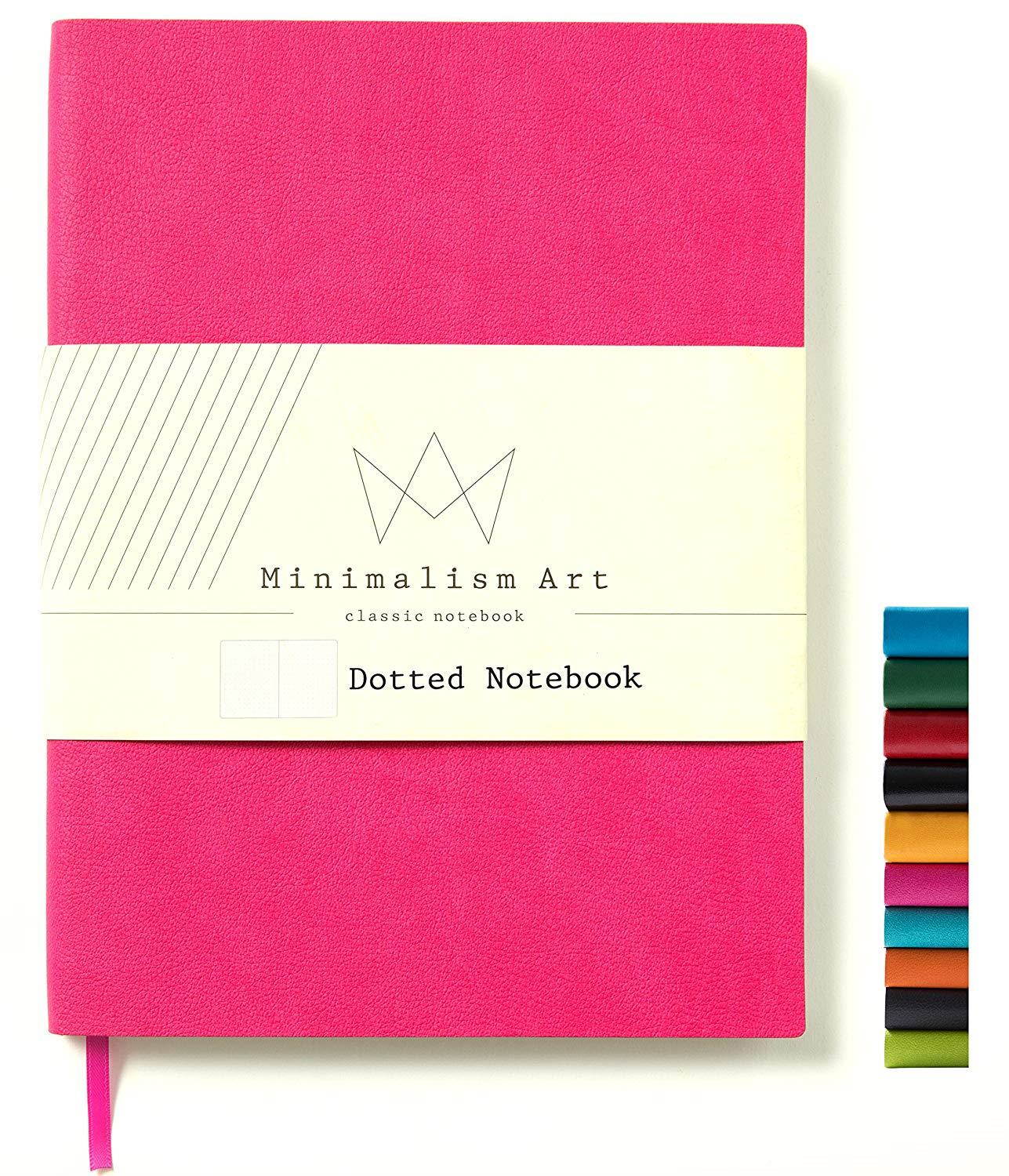 Minimalism Art | Soft Cover Notebook Journal, Size: 7.6" X 10"; B5+, Berry, Dotted Grid Page, 192 Pages, Fine PU Leather, Premium Thick Paper - 100gsm | Designed in San Francisco