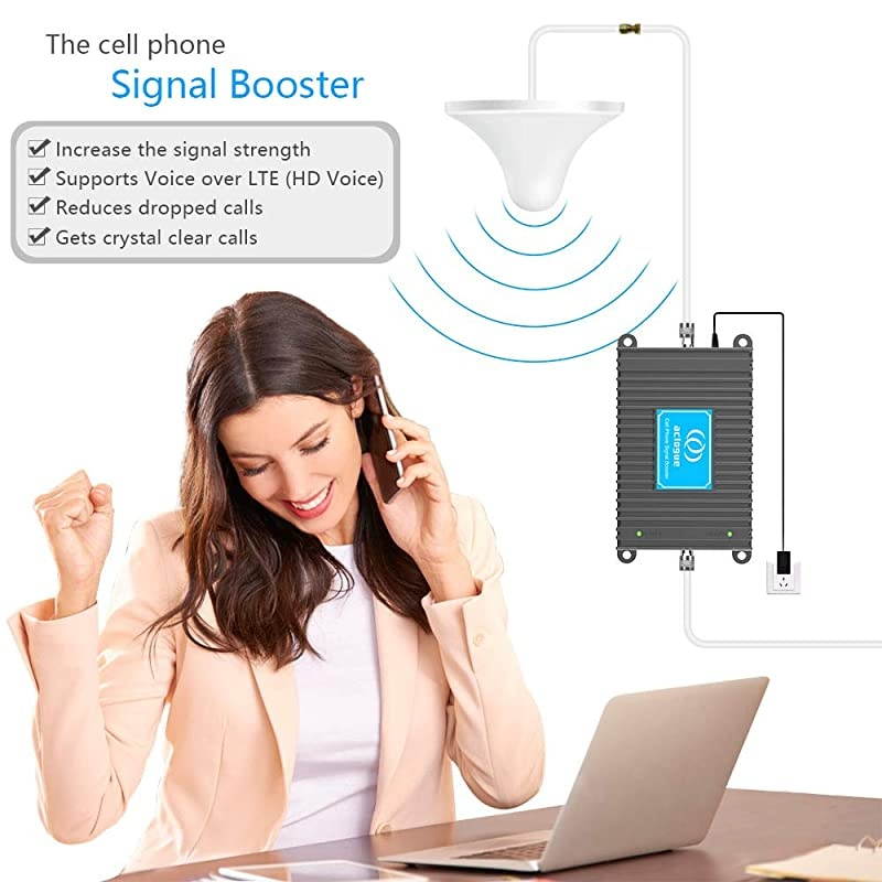 Cell Phone Signal Booster 4G LTE Band 12/17 AGC High Gain Cell Signal Booster 700Mhz Mobile Phone Signal Booster Antenna Kit Compatible with Straight Talk, U.S. Cellular, Cricket