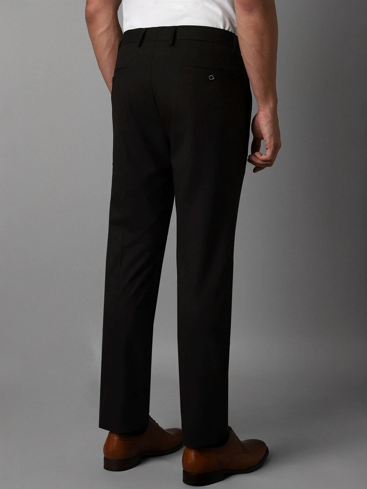 Louis Philippe Black Slim Fit Trousers