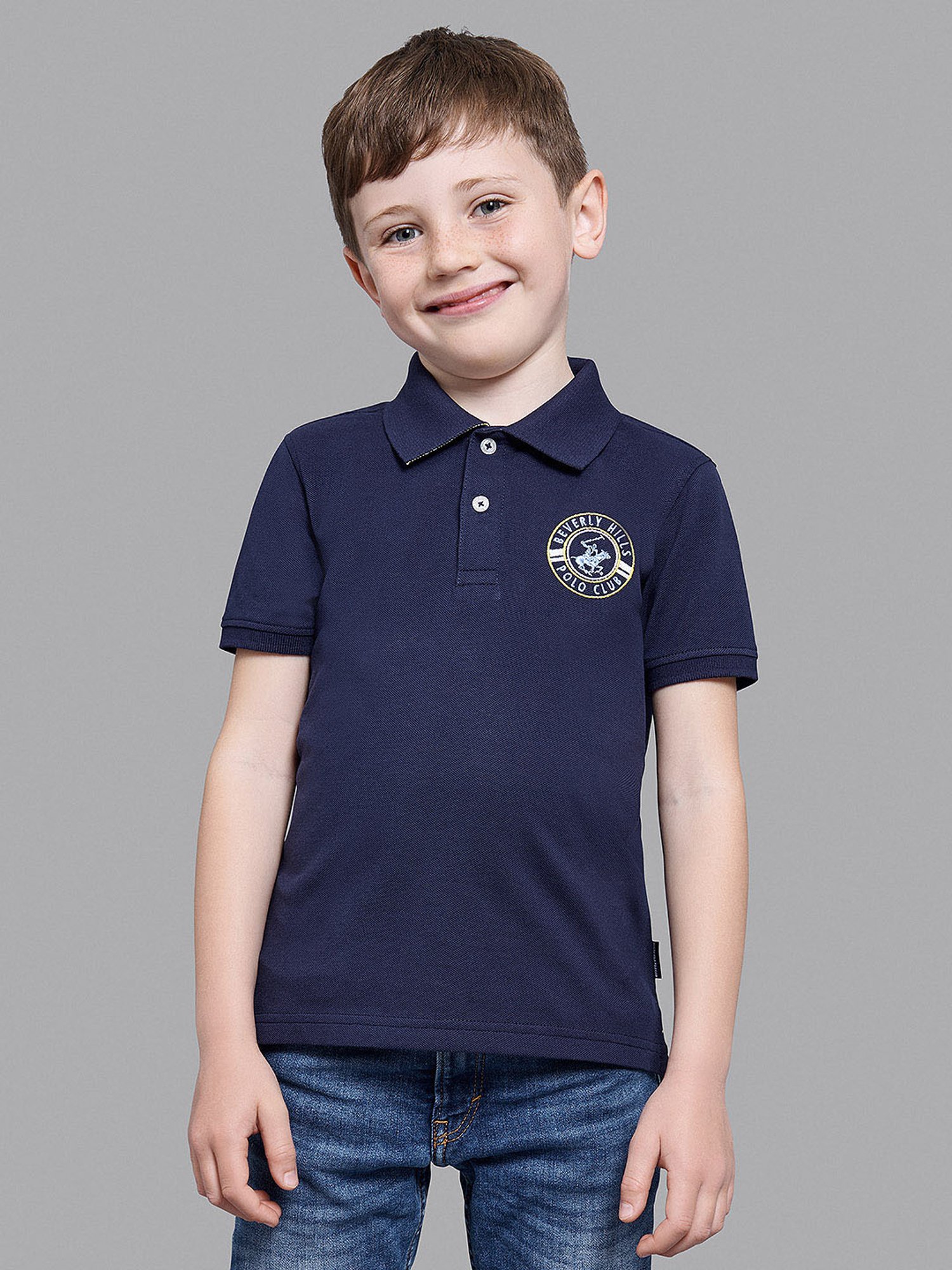 Beverly Hills Polo Club Boys Navy Solid Polo T-Shirt