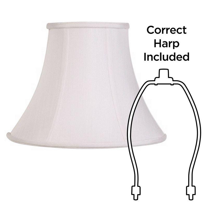 Imperial Shade White Medium Bell Lamp Shade 7" Top x 14" Bottom x 11" Slant x 10.5" High (Spider) Replacement with Harp and Finial