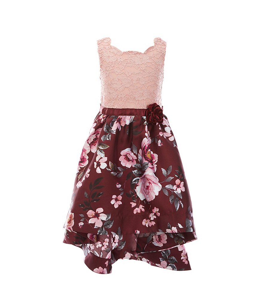 Xtraordinary Little Girls 4-6X Glitter Lace/Floral Hi-Low Dress