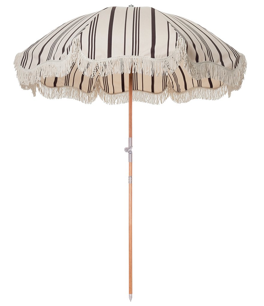business & pleasure Vintage Black Stripe Premium Beach Umbrella