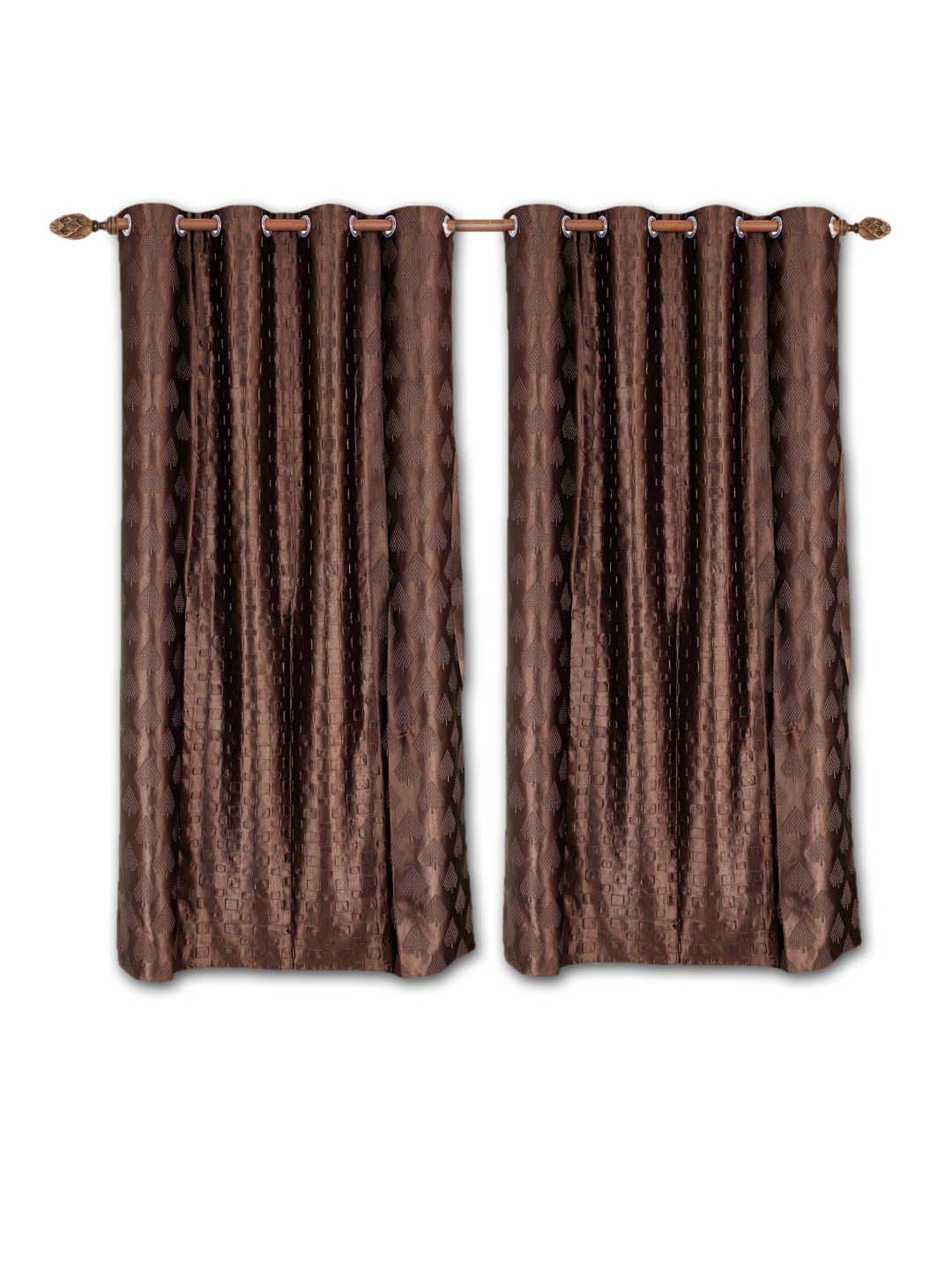 MFD HOME Furnishing Brown Polyester 7 ft Window Curtains - Set of 2