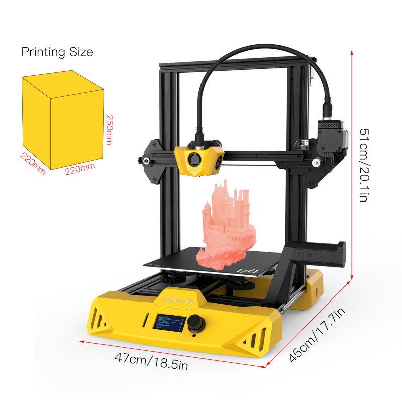 Artillery Hornet High Precision 3D Printer 95% Pre-Assembled 220x220x250mm Build Volume Silent Printing with Remote Drive Extruder Works with PLA/ABS/PETG/TPU/Wood