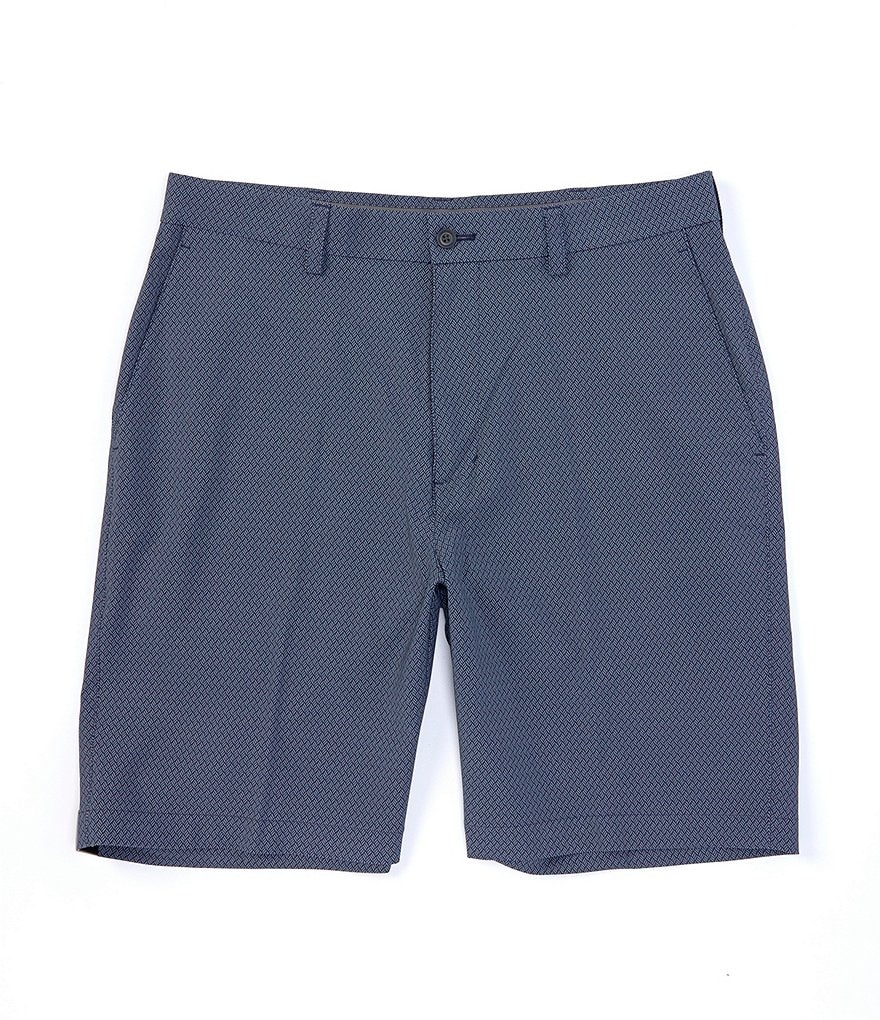 Roundtree & Yorke Big and Tall Performance 9#double; and 11#double; Inseam Flat Front Herringbone Print Shorts