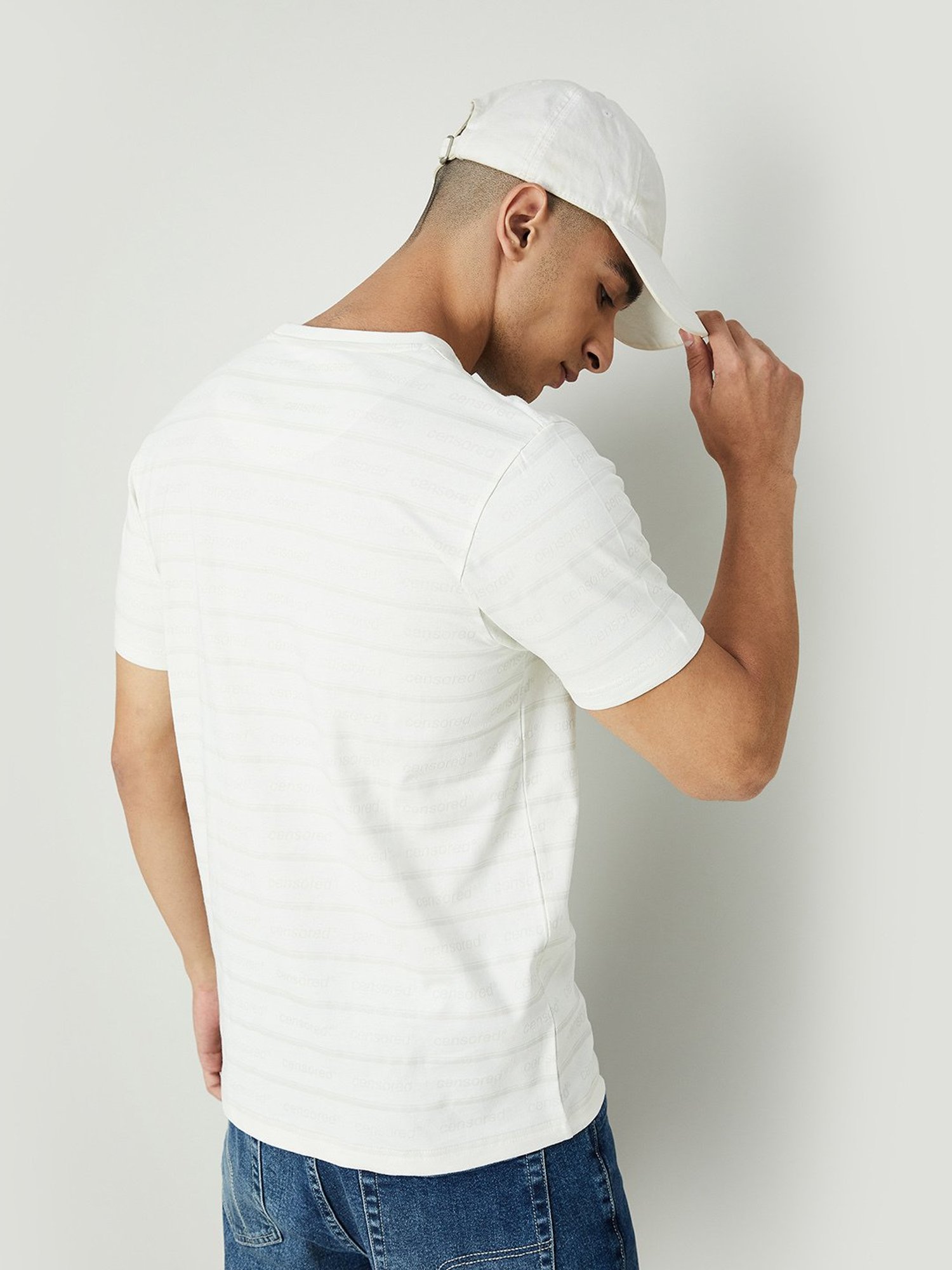 Forca by Lifestyle White Regular Fit Printed Crew T-Shirt