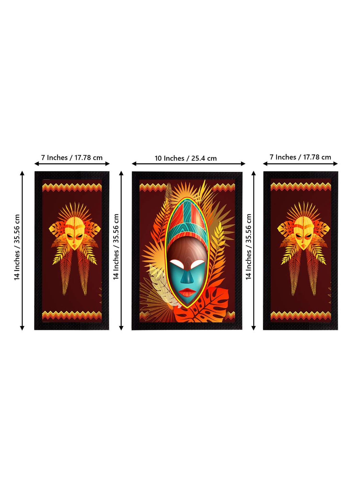 eCraftIndia Set of 3 Tribal Theme Satin Matt Textured UV Art Painting