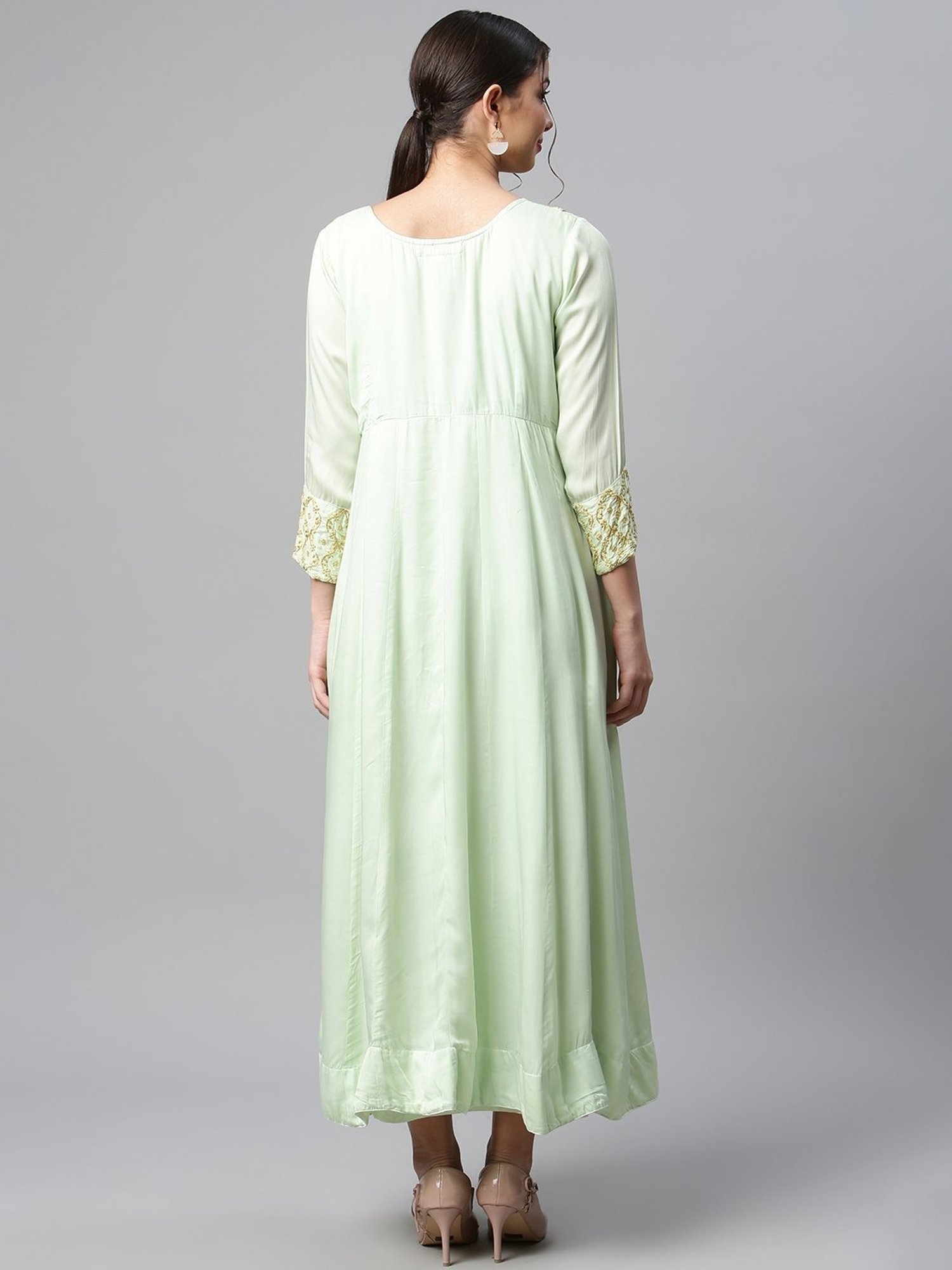 SHADES Green Chikankari A Line Kurta