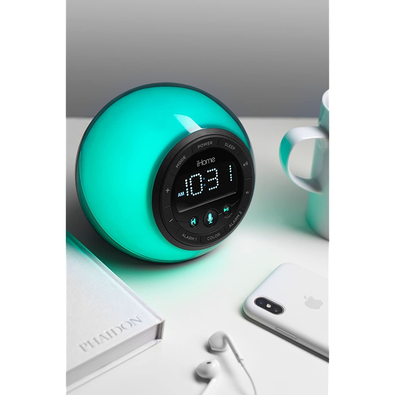 iHome iBT297 Bluetooth Alarm Clock Radio and Color Changing Wireless Speaker with USB Charging Port for Mobile Devices, Voice Controls, and Wireless Streaming