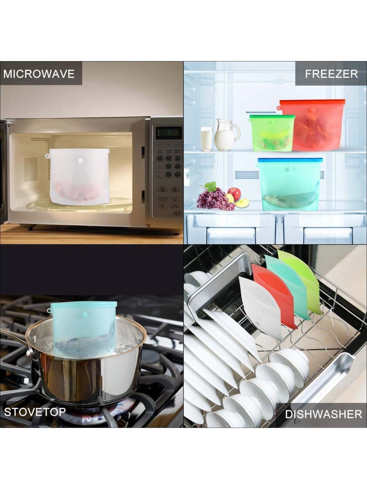 Femora Blue Silicone Reusable Food Preservation Bags (1500 ml) - Set of 2