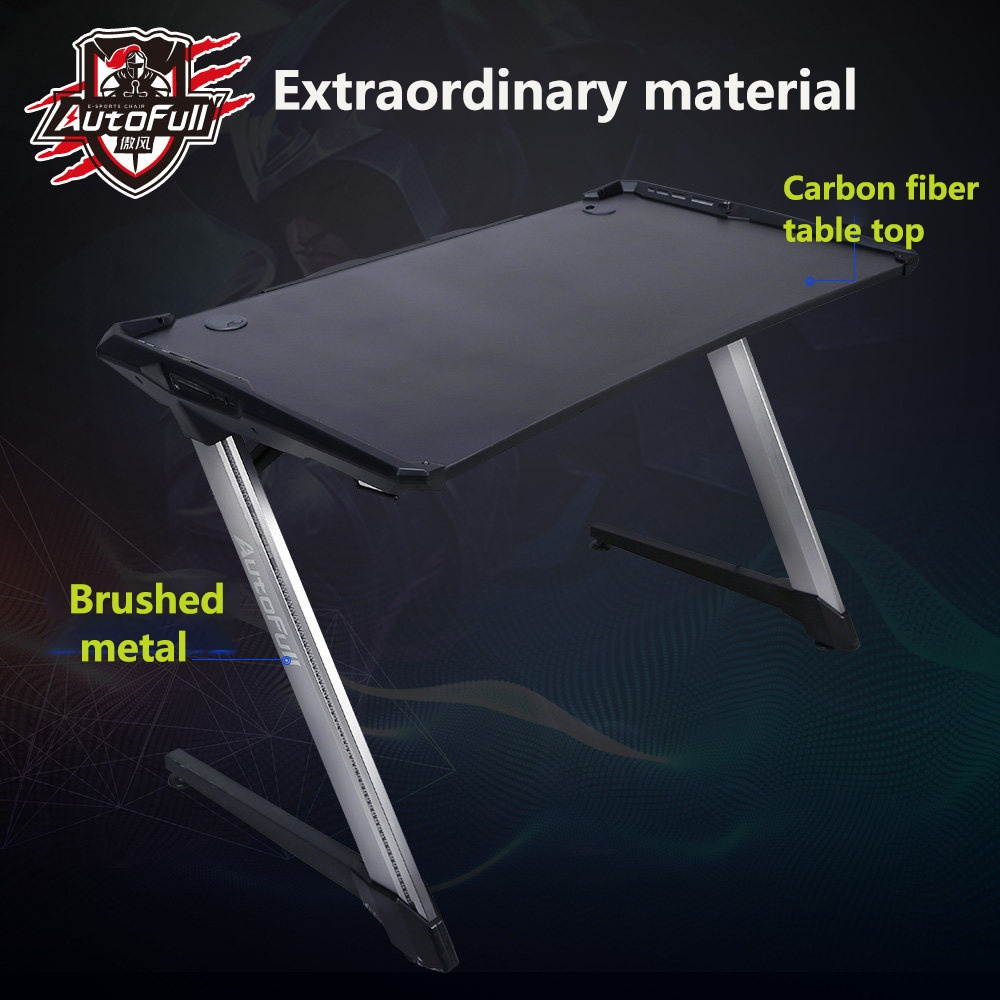 Gaming Desk 47.2" W x 23.6" D Office Computer Table, Black Gamer Workstation with 2 Cable Management Holes