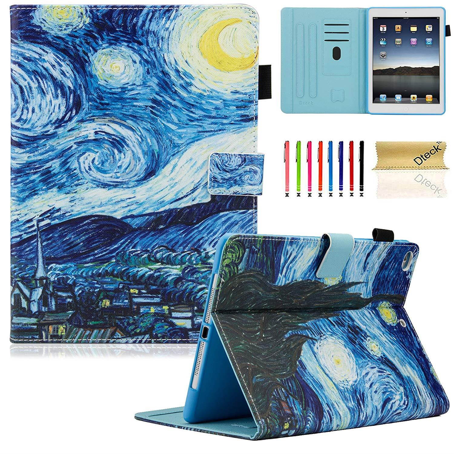 iPad 9.7 inch 2018/2017 Case, iPad Air Case, iPad Air 2 Case, Dteck PU Leather Folio Smart Cover Stand Wallet Case with Auto Sleep Wake for iPad 9.7 inch 2018 2017,iPad Air 1, iPad Air 2, Starry Night