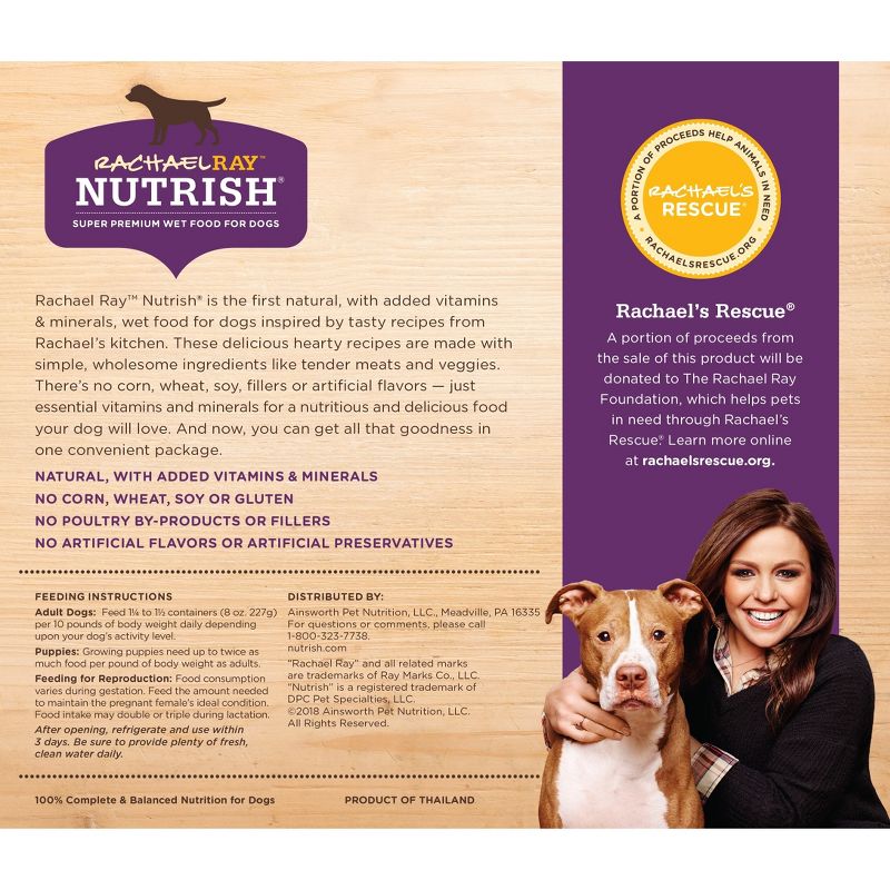 Rachael Ray Nutrish Super Premium Wet Dog Food Hearty Recipes Chicken & Beef - 8oz/6ct Variety Pack