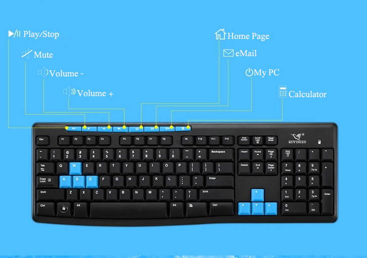 2016 Delog V90 Multimedia Ergonomic Usb Gaming Keyboard +2.4GHz 1000/1600DPI 6 Buttons Usb Wireless Gaming Mouse Set