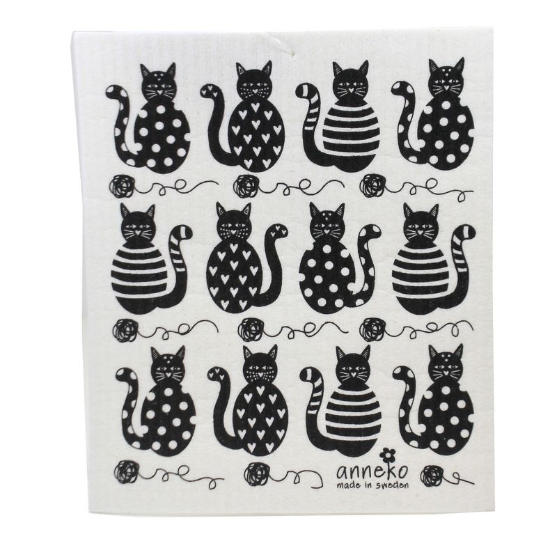 Swedish Dish Cloth 7.75" Black Cats & Dodgy Cat Eco-Friendly Absorbant  -  Dish Cloth