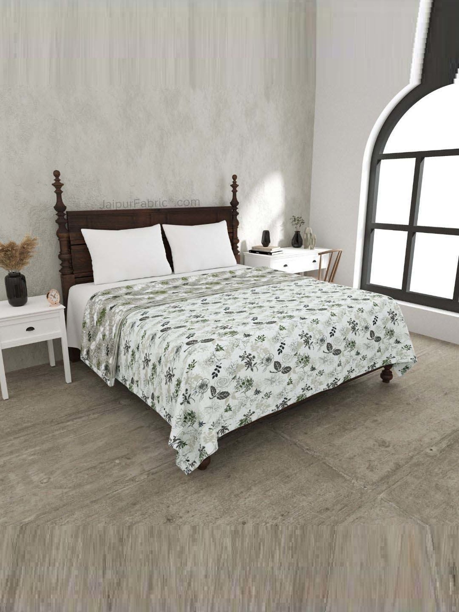 JaipurFabric Basil Green Mulmul Cotton 150 GSM Reversible Ac Dohar