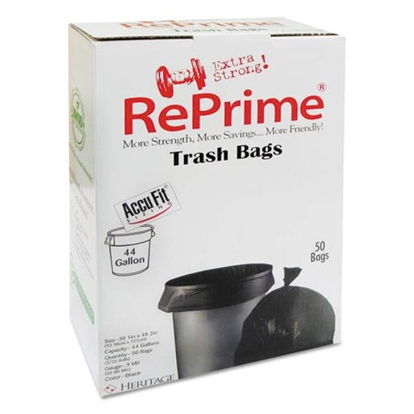 Reprime Can Liners 44gal 0.9mil Black 37" x 50" 50/Box H7450TKRC1
